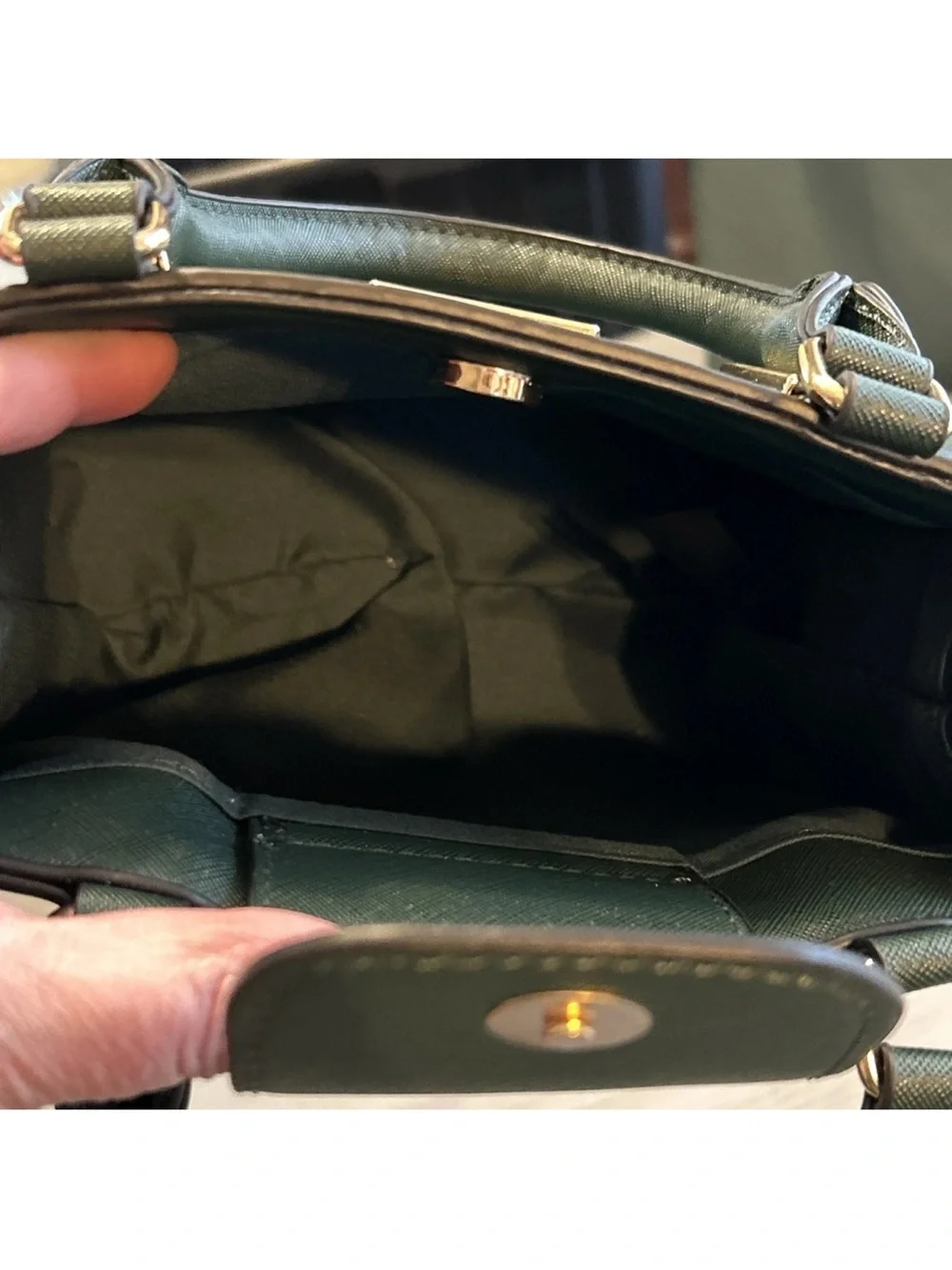 Badgley Mischka Forest Green Mini Satchel with Gold Hardware
